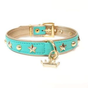 collar modelo lua celeste de la marca estil for dog para perros pequeños. Somos criadores de caniche toy rojo y cavalier