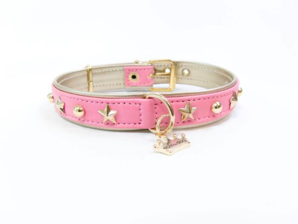 collar lua rosa de la marca estil for dog para perros de talla pequeña como criadores de caniches toy y cavalier
