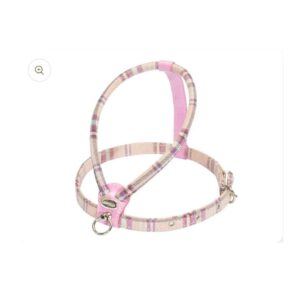 Arnes Tartan Rosa de Cinopelca. arnes de piel de cinopelca italia. arnes rosa para caniche toy