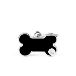 Chapa-para-personalizar-con-el-nombre-de-tu-perro-de-Salvaterra-de-Magos-Chapa-color-negro-en-forma-de-hueso-Salvaterra-de-Magos