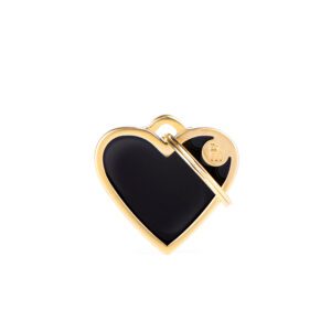 Chapa-para-personalizar-con-el-nombre-de-tu-perro-de-Salvaterra-de-Magos-Chapa-con-borde-dorado-y-color-negro-con-forma-de-corazon